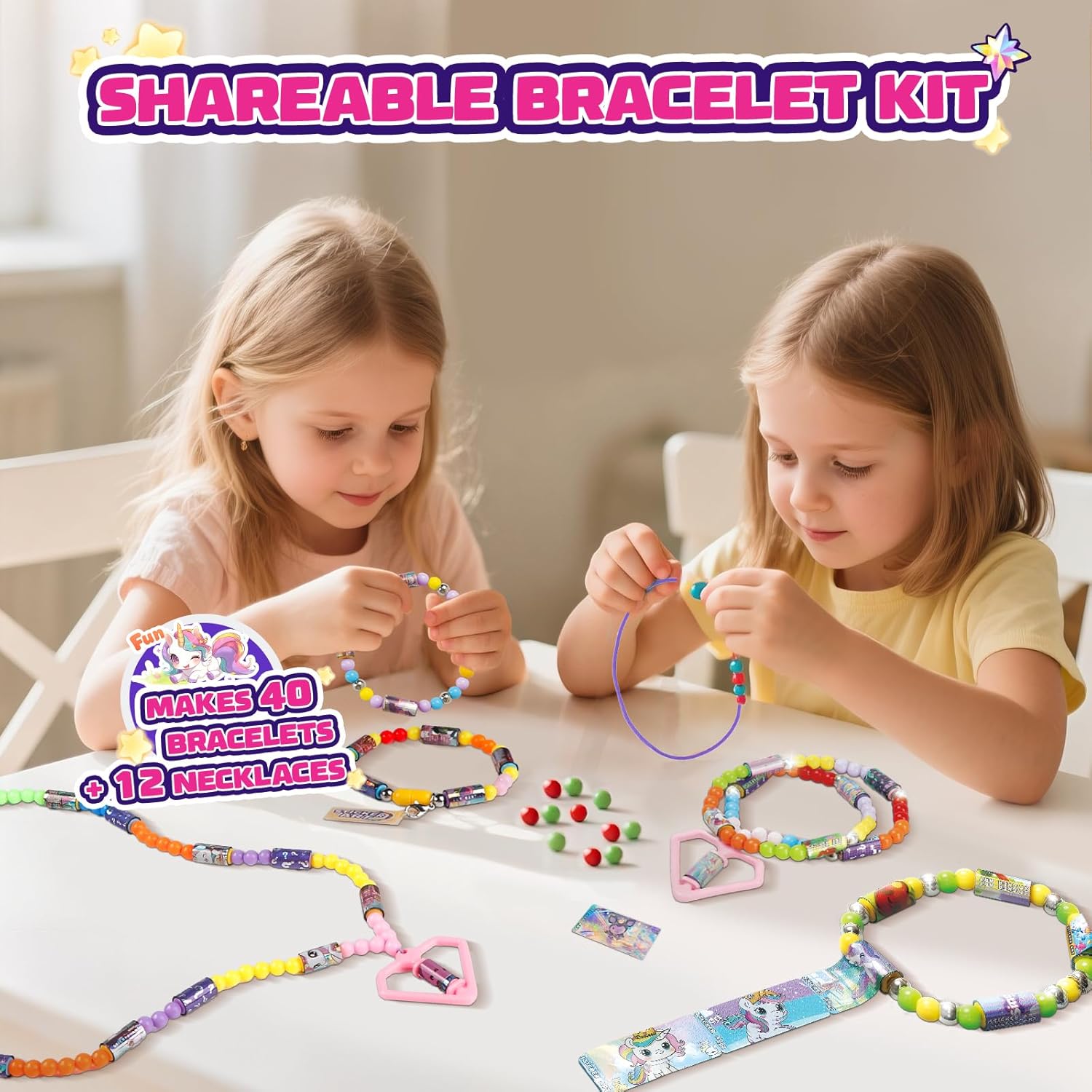DIY Sticker Jewelry Making Kit 960pcs with Book, Sticker Bracelet Kit for Kids, Wearable Shareable Sticker Bracelet Making Kit for Girls 5-12, Birthday Easter Gift for 5 6 7 8 9 10 11 12 Year Old
