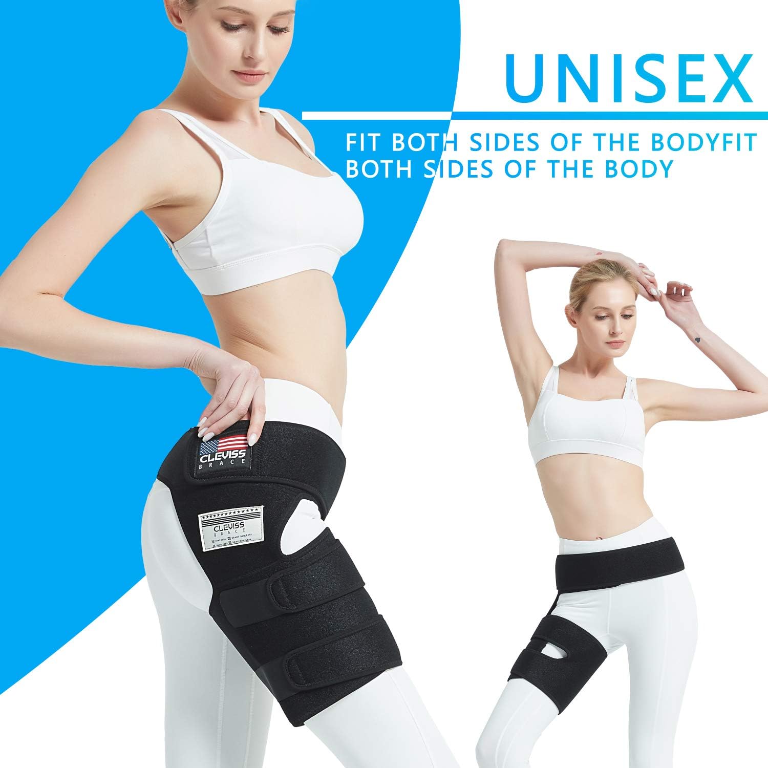 Cleviss Brace Groin Support Wrap | Hip Brace for Pulled Quadriceps Thigh Muscle | For Sciatica Nerve Pain Relief Hip Flexor Strain | Bursitis and Arthritis Compression SI Belt Sleeve For Men and Women : Health & Household