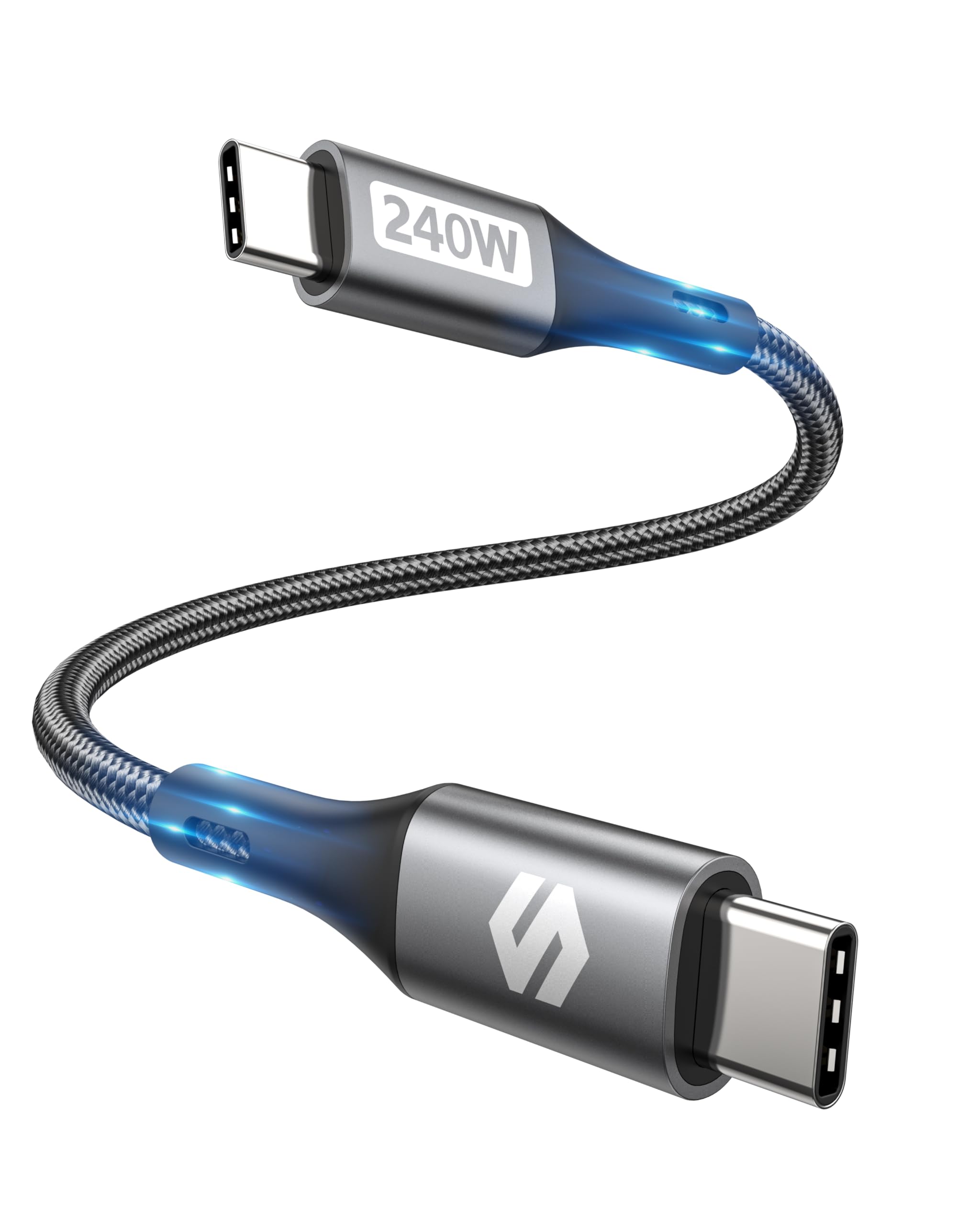 Silkland USB C Kabel 0.5m, 240W PD 3.1 Schnellladekabel USB-C auf USB-C für Handys S26 Powerbank Mac Mini M4 MacBook Android Auto Tablet Laptop, Geflochtenes USBC Ladekabel für Auto Büro Zuhause