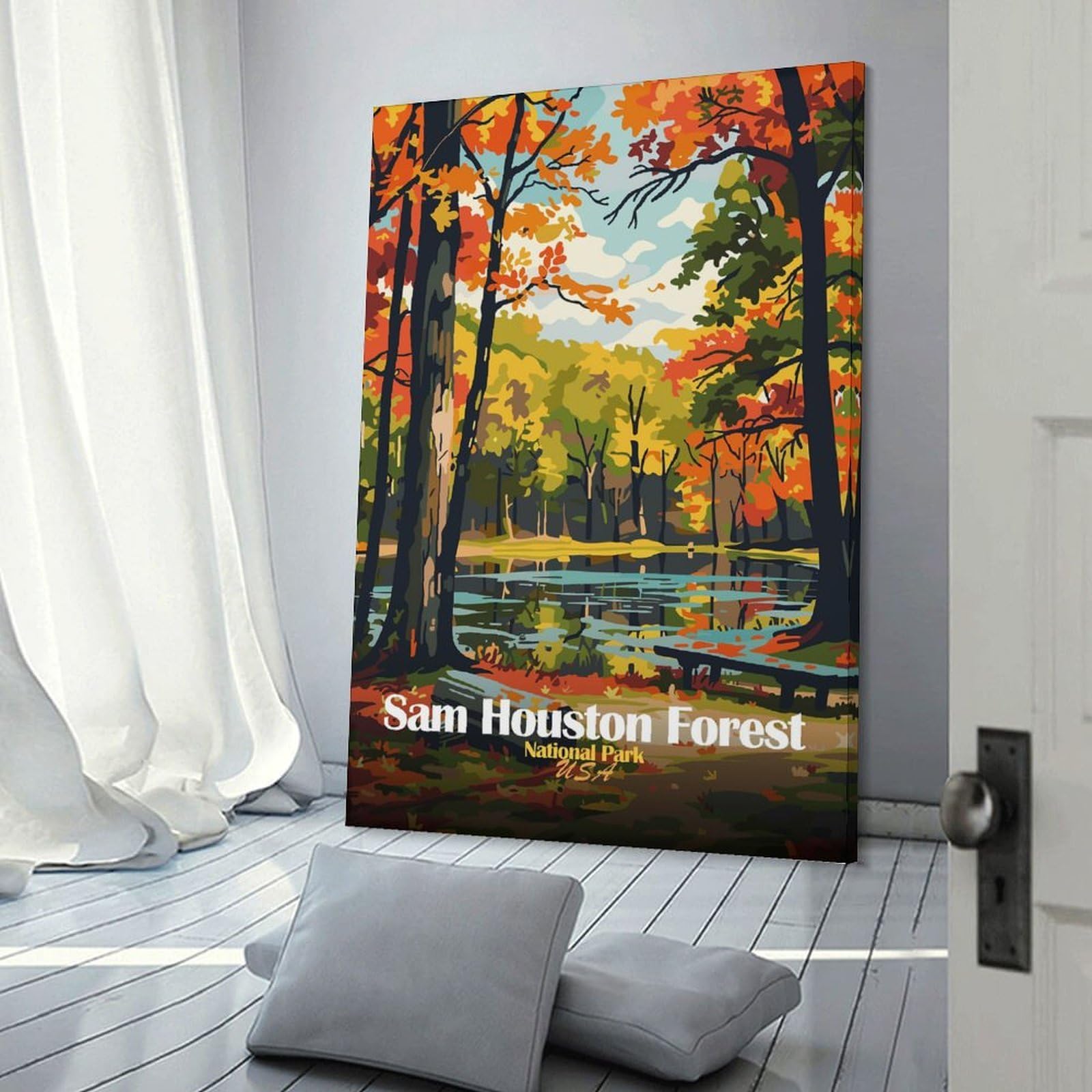 Junmoney Sam Houston Forest National Park Home Decor Wall Art 08x12inch(20x30cm), for Office, Study Or Home Workspace, Home Office Artwork with Decorative Appeal