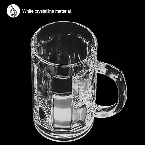 Miniatura 9 de Paquete de 4 tazas de vidrio resistentes, vasos de cerveza de 16 onzas, grandes con asa, aptas para congelador, juego de tazas de cerveza clásicas
