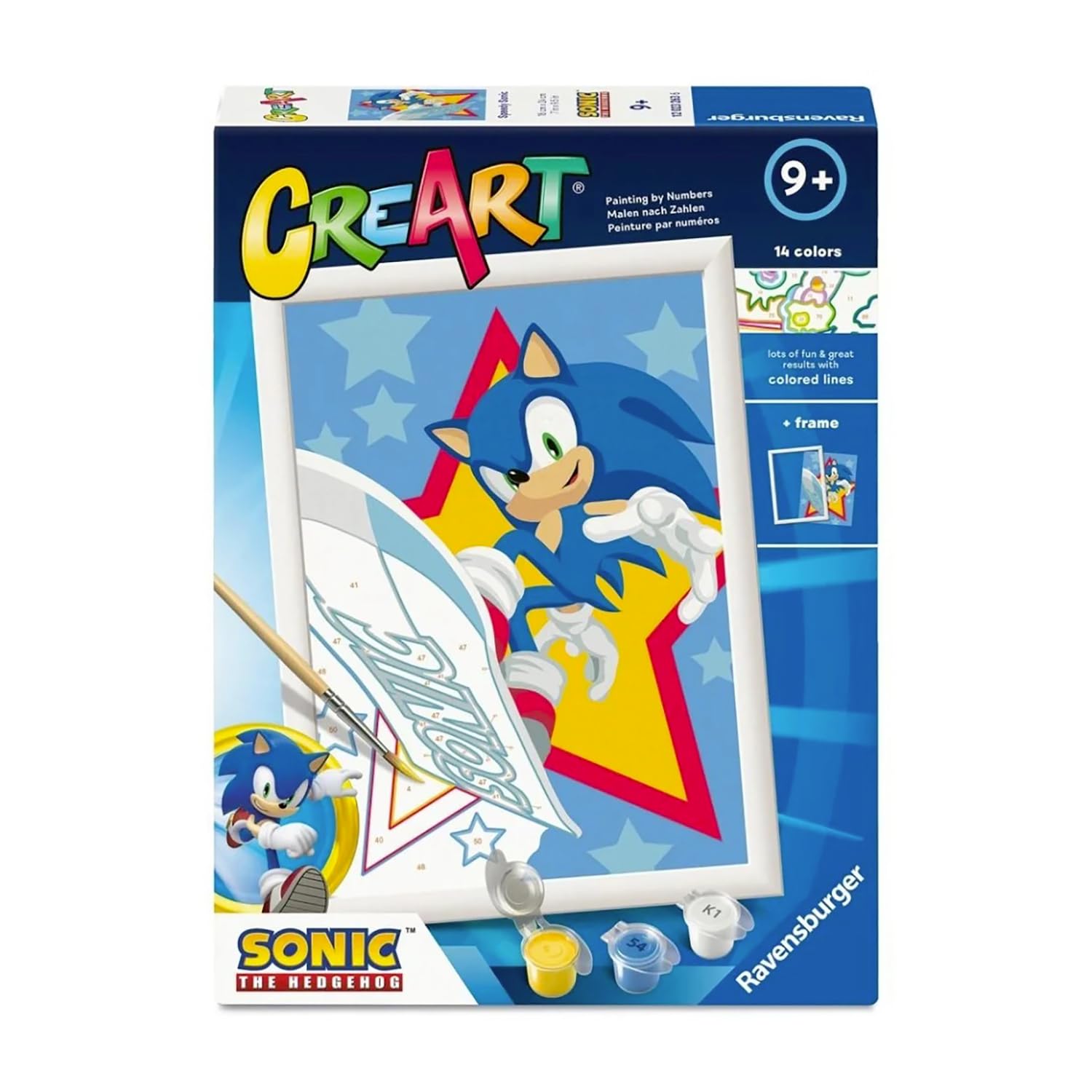 Ravensburger - CreArt Series D - Sonic | Paint By Numbers | Paint Kit | Measures 25 x 18,30 | Games for Children 9 Years | Gift Ideas | Child Gift 9 Years
