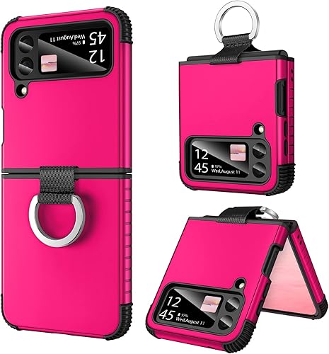 Miniatura 9 de BENTOBEN Funda para Samsung Galaxy Z Flip 3 5G, resistente 2 en 1, cuerpo completo, resistente, a prueba de golpes, con anillo, para mujeres y