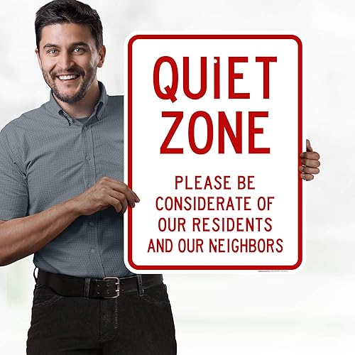 Miniatura 10 de Quiet Zone Please Be Considerate - Letrero de 10 x 14 pulgadas aluminio libre de óxido fabricado en Estados Unidos protección UV y resistente a la