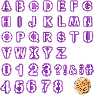 40 Pcs Plastic Alphabet Cookie Cutters Set Fondant Letter Cutters Letter and Number Fondant Cutters Set Cute Cookie Cutter...
