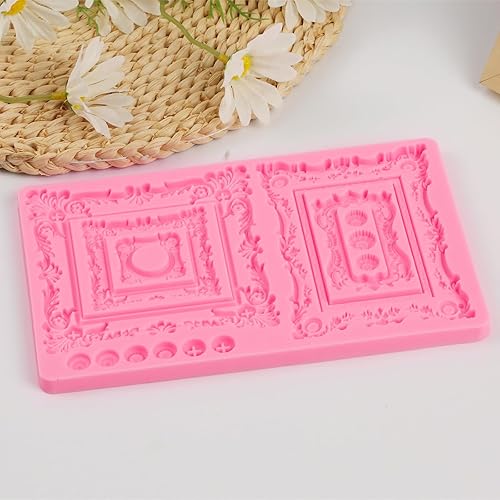 Miniatura 5 de Moldes para fondant con marco vintage, marco de espejo de estilo barroco, molde de silicona, marco de fotos, molde de chocolate, para boda,