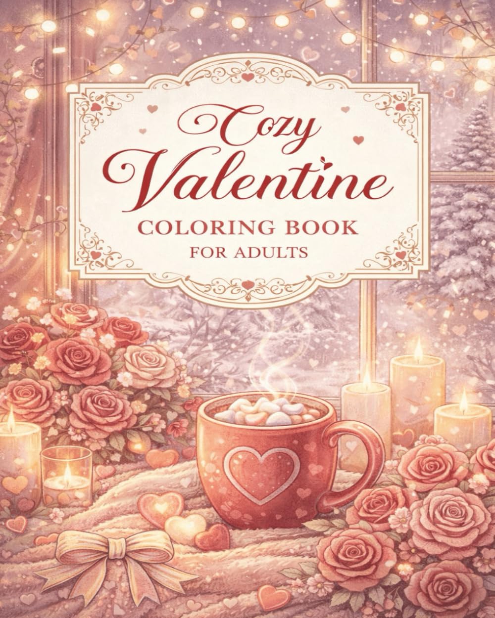 Cozy Valentine Coloring Book for Adults: Romantic Scenes, Floral Hearts & Hygge Moments for Relaxation and Stress Relief