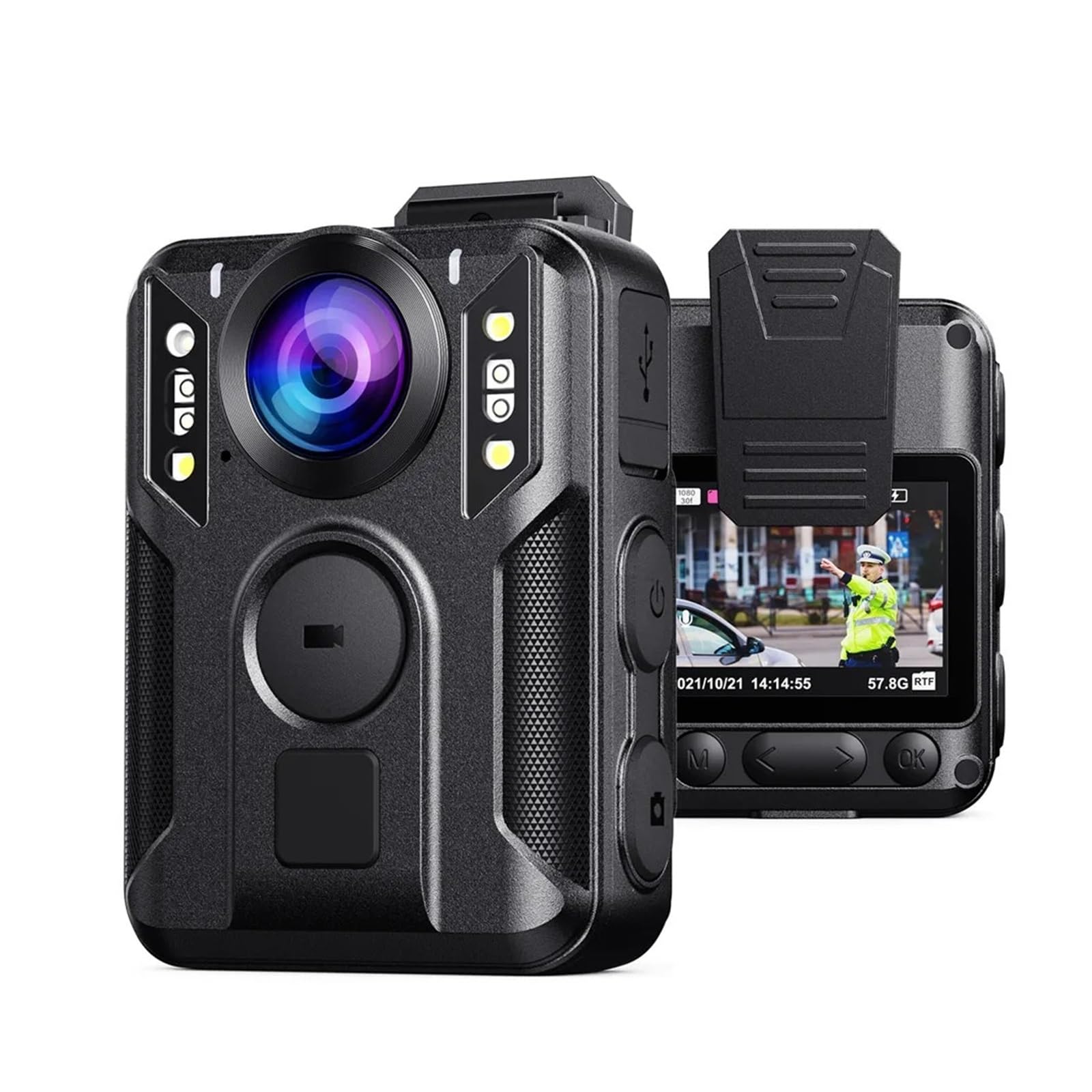 JVDDI Body Camera M6 Body Camera 2160P/GPS Wearable Support 7Hours Recording 64GB Police Night Vision for Outdoor Recording