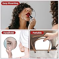 Vista 4 de 10X Magnifying Mirror with 3 Suction Cups - 6'' Stick on Makeup Mirror with 10X Magnification, Magnified Makeup Mirror Portable Handheld Cosmetic