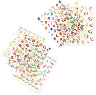 Adesivos autoadesivos de unhas de Natal ExCEART 24 folhas para unhas de inverno com pontas de manicure estêncil para decoração de unhas de Natal (cores sortidas)