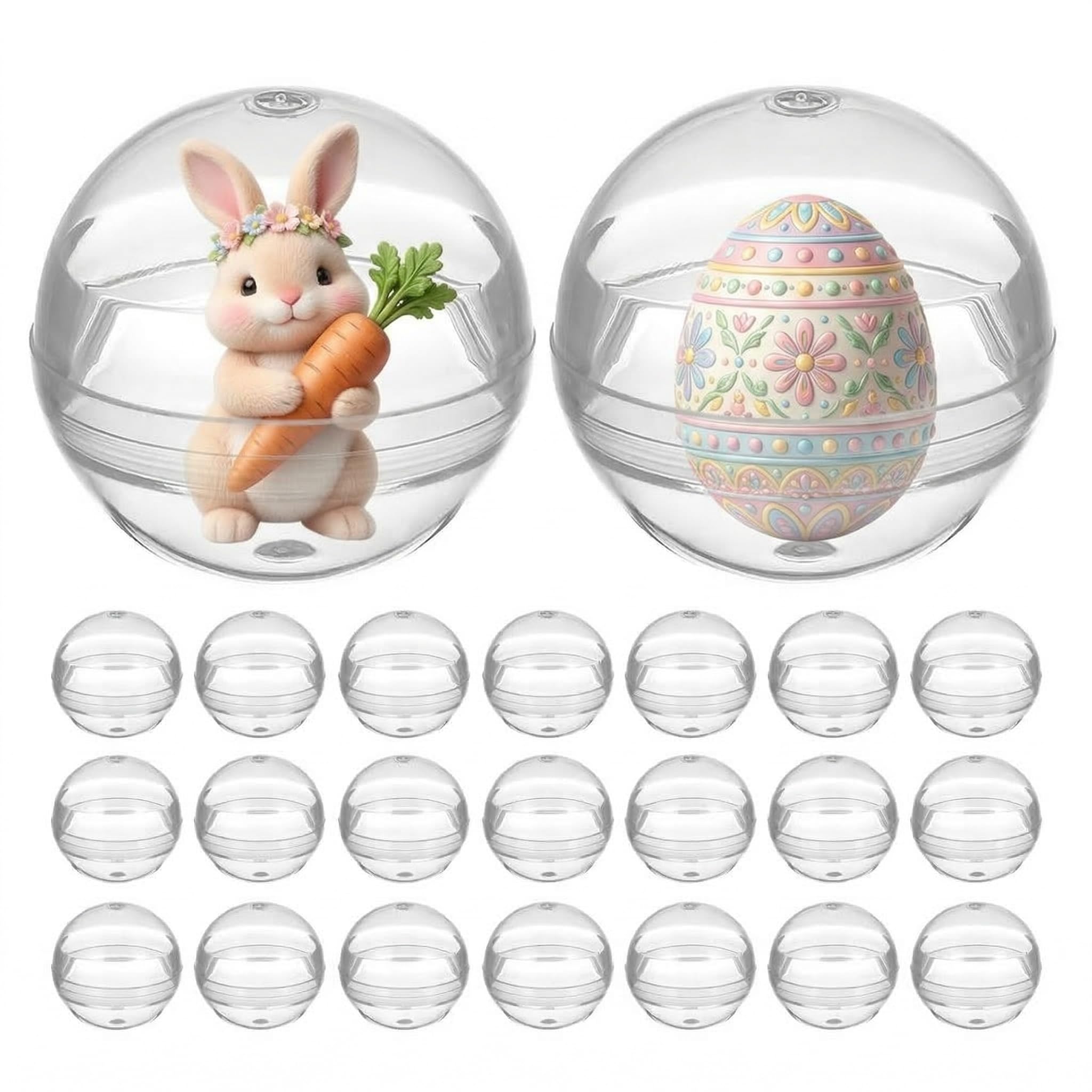GLEAVI 120 Pcs Clear Plastic Capsules 1.1 Inch, Empty Round Vending Machine Toy Containers, Mini Transparent Balls for Easter Basket Stuffers, Egg