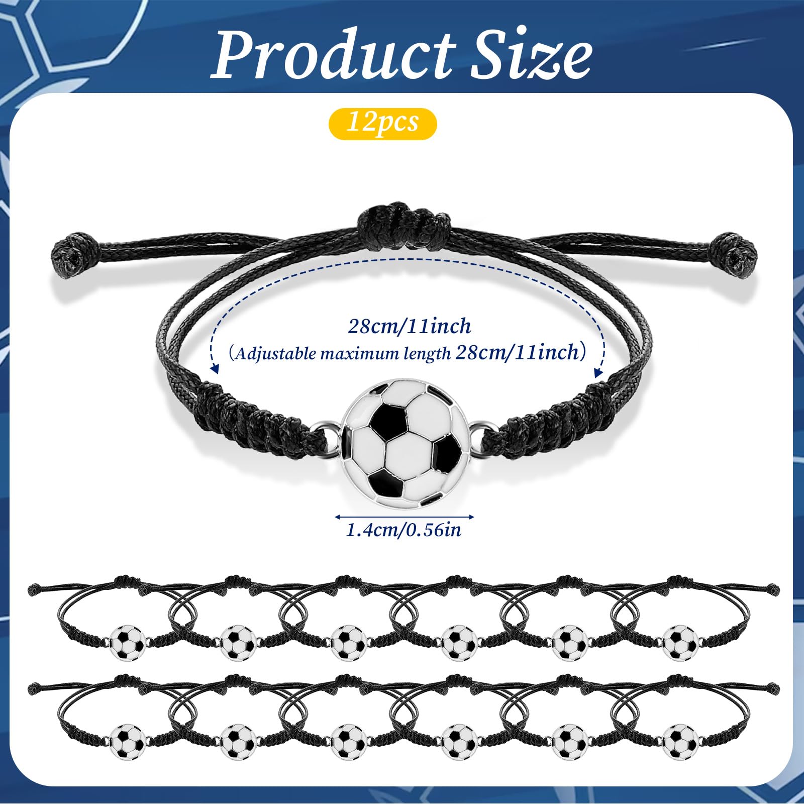 simarro Lot de 12 bracelets de football pour enfants, cordon réglable, bracelets d'amitié, sport, adolescents, adultes, filles et garçons, cadeaux de football