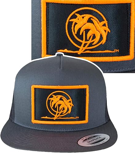 Miniatura 2 de Classic Palm Patch - Gorra de béisbol 6006 naranja neón Snapback Trucker, gorra plana de alto perfil para hombre, lavable a mano, parte trasera de