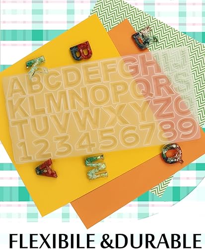 Miniatura 6 de Molde de alfabeto invertido para resina, acabado brillante en forma de diamante, moldes de letras de silicona para moldes de fundición de resina