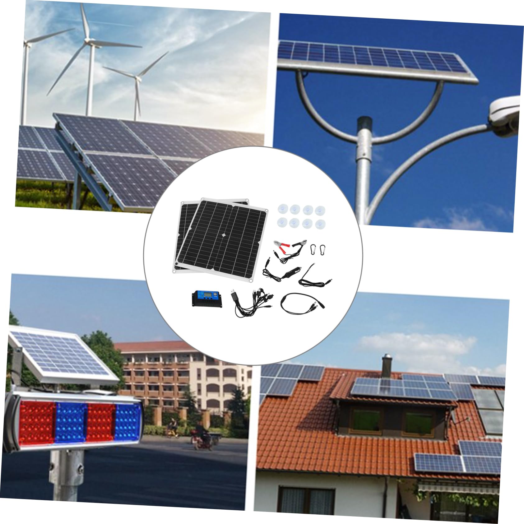 jojofuny Placa Solar Kit Completo Energía Solar Exterior Enchufe Duradero y Fácil De Usar