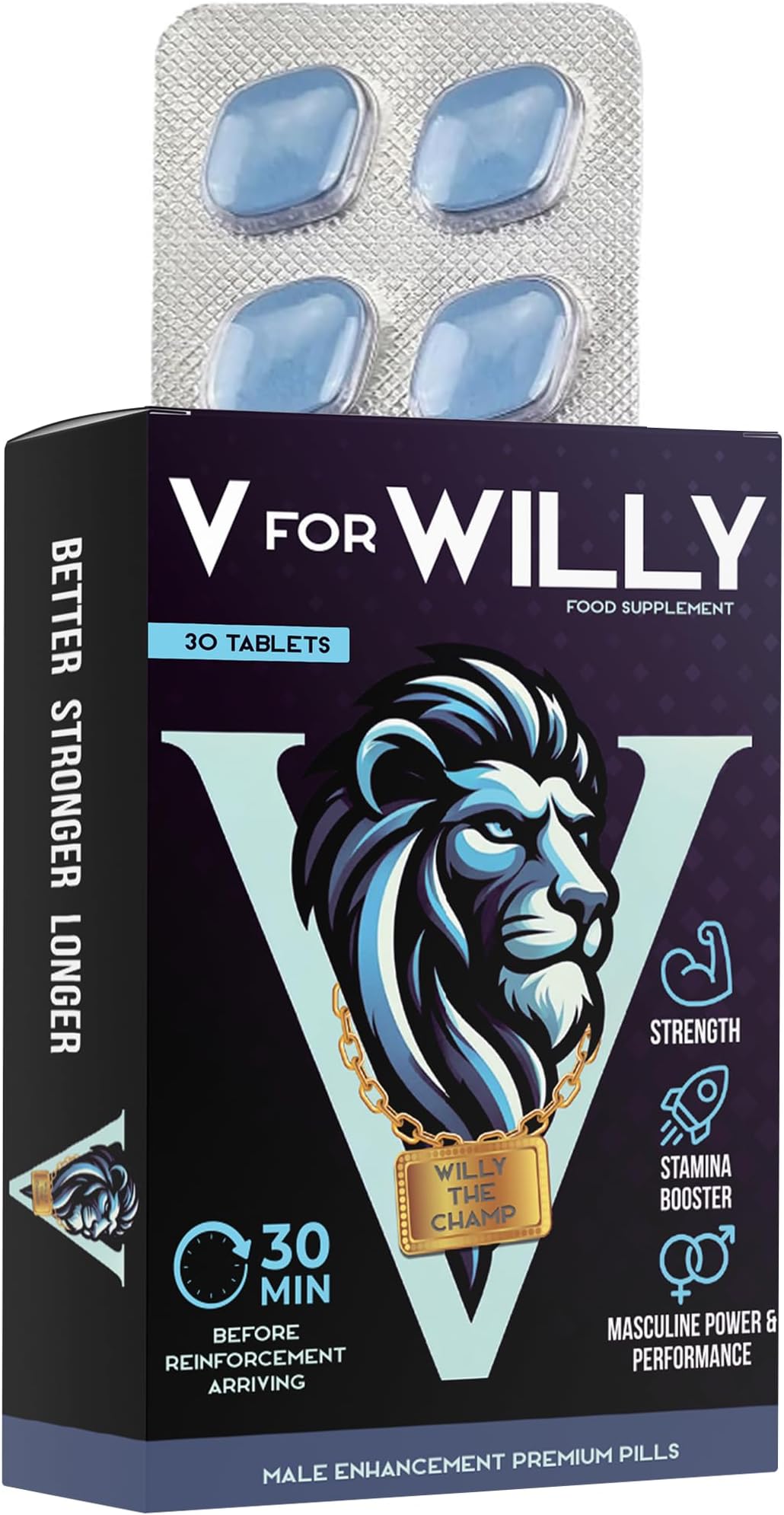 Blue 30 Stamina & Energy Tablets – Fast-Acting Tribulus Terrestris Herbal Supplements for Enhanced Performance & Stamina – Pills for Men UK – Korean Ginseng – Supplement for Men