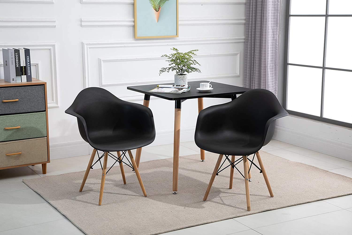 Mahmayi Dining Table and Arm Chair Set - Black