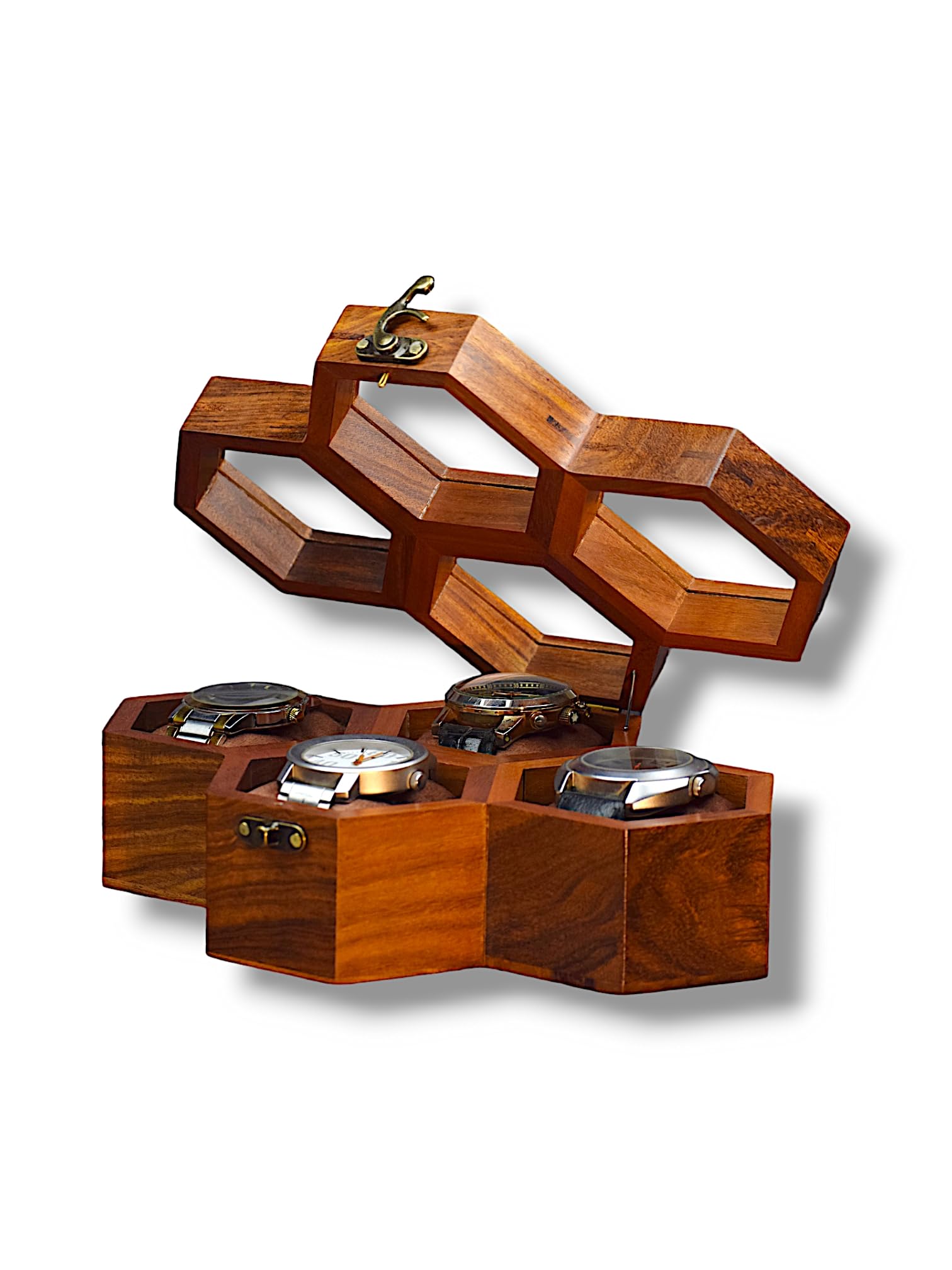Présentoir à montres en bois de palissandre fait main pour collectionneur