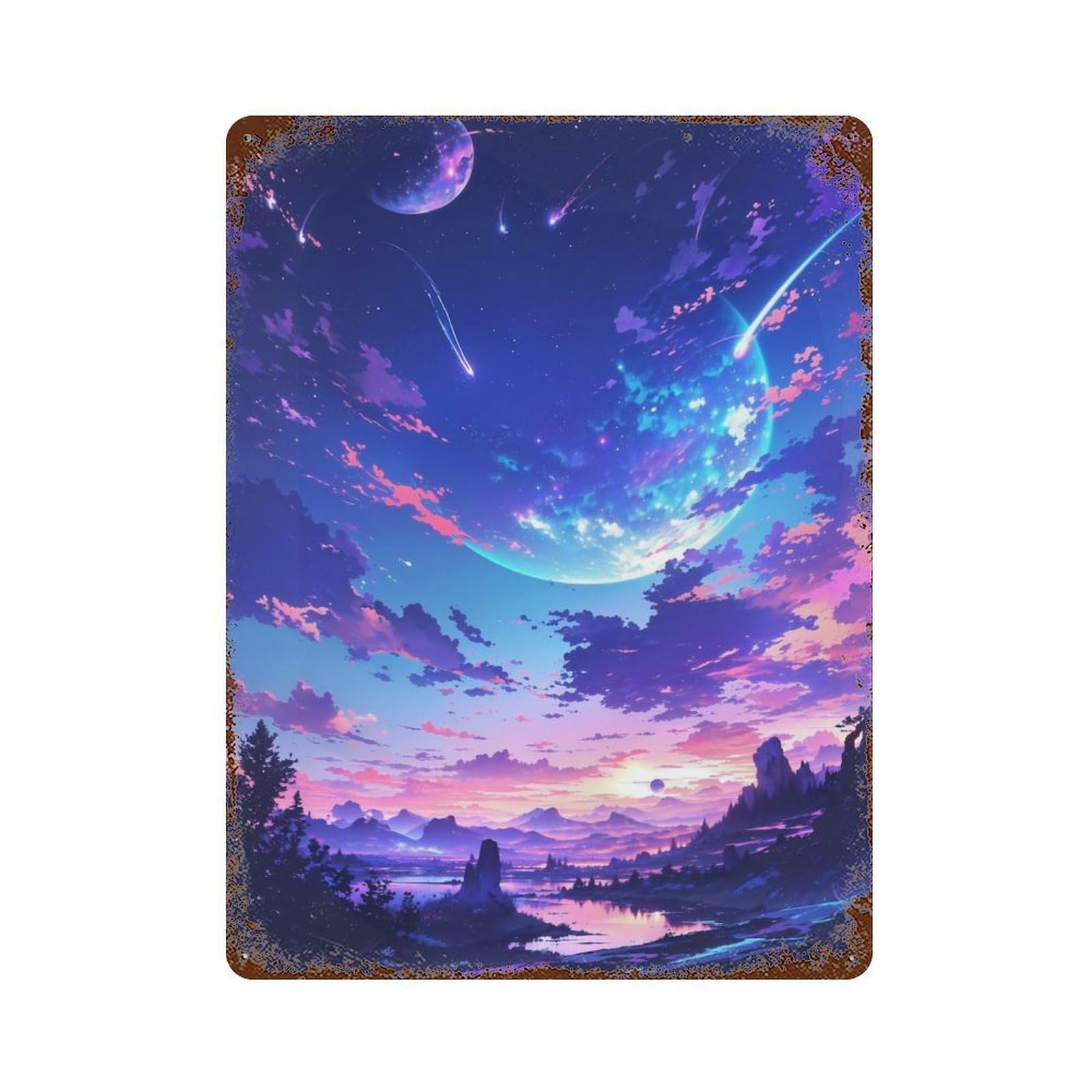 Heavenly Horizon Sunset 15.7"x11.8" Retro Metal Sign, Industrial Home Decor for Basement, Hobby Room And Garage Decor