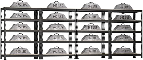 BuxWellBang Estantería resistente de 5 estantes  Estantes de almacenamiento ajustables para garaje estantes de almacenamiento de metal para almacén