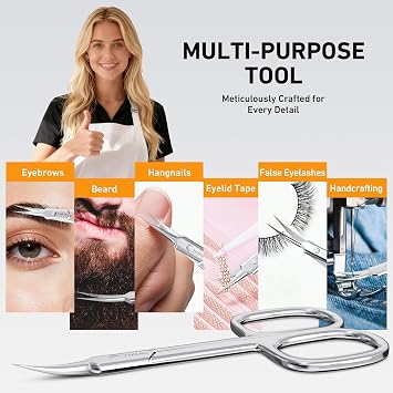 THRAU Precise Cuticle Scissors with Extra Fine Curved Tip - Stainless Steel Cuticle Scissors for Manicure Pedicure Sharp Cuticle Cutter Care Tool