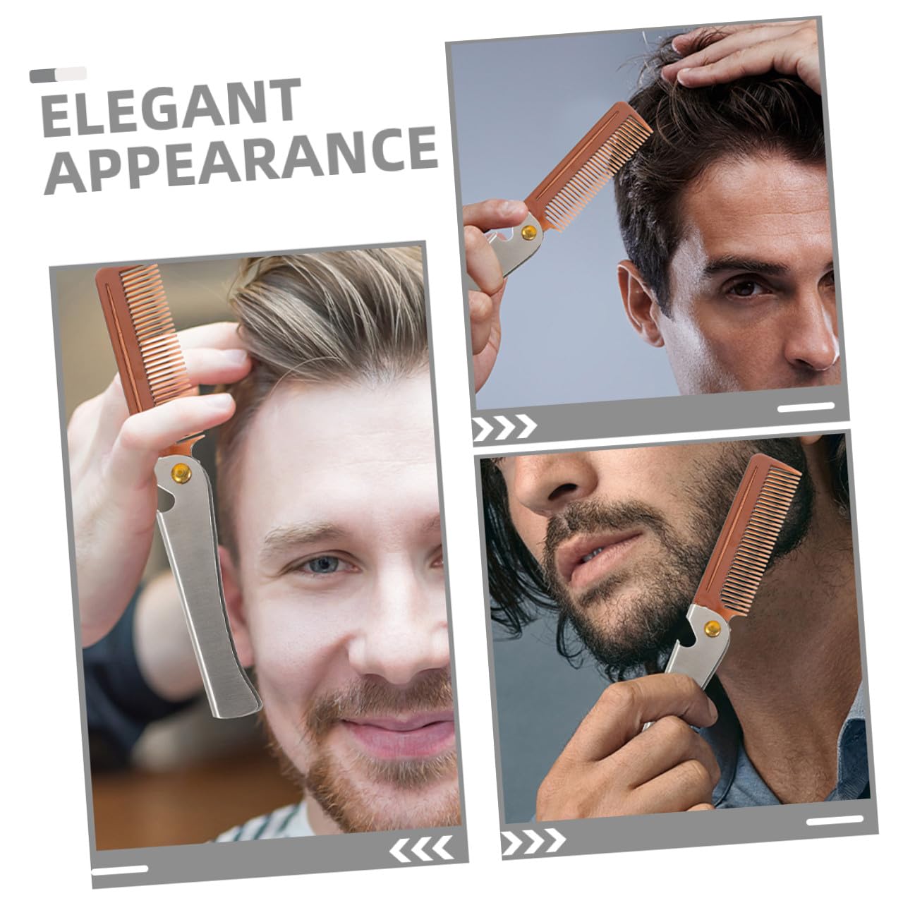 2pcs Portable Folding Metal Beard and Mustache Comb Travel Styling Tool Pocket Hair Comb for Men Grooming and Shaping Beard Care