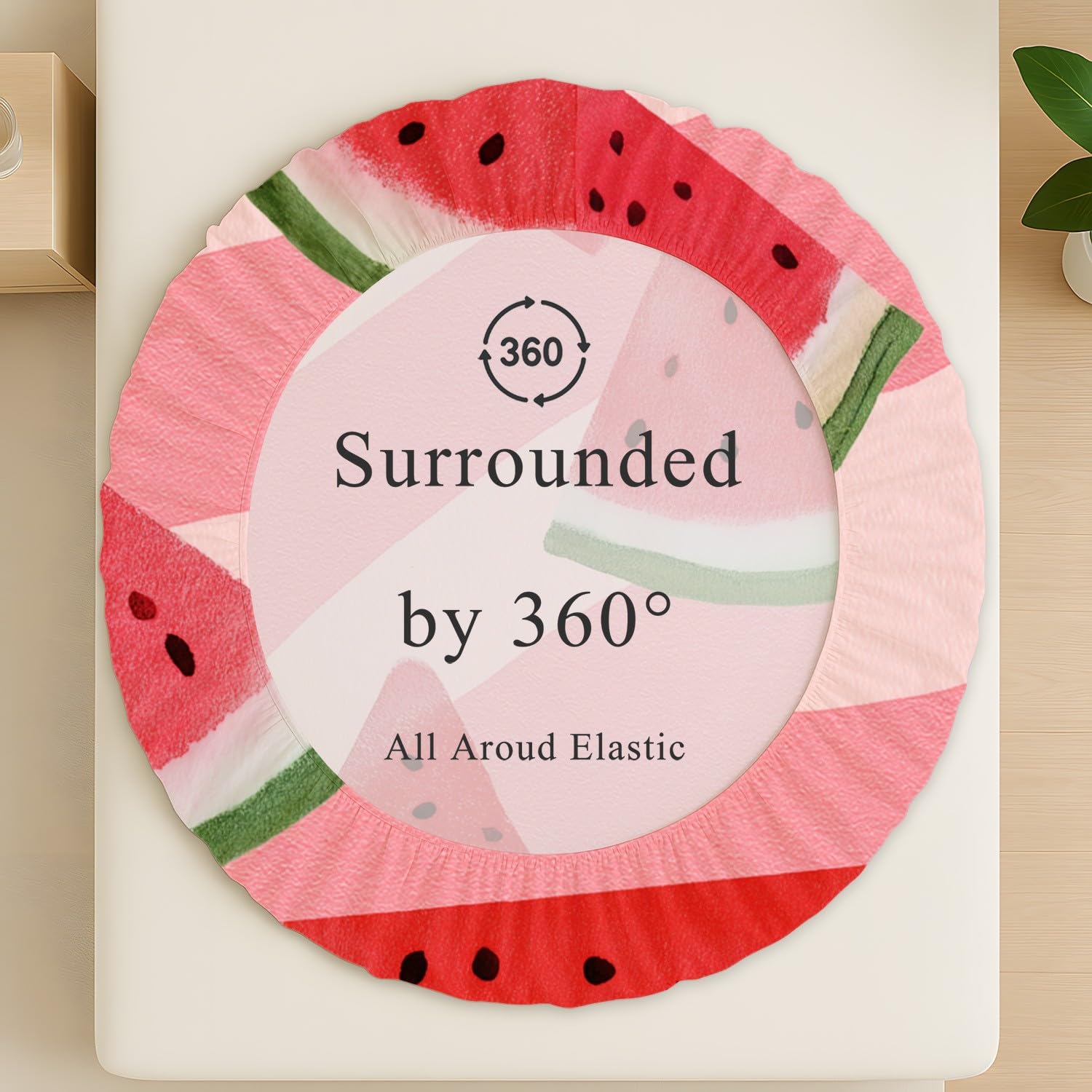 Wassermelonen-Dreiecke, Frische Scheiben Spannbettlaken 160 x 200 cm - Bettlaken Pflegeleicht, Knackiger Sommer, Lebendig Verspielt, Bettwäsche-Set, 3-teiliges Kinderzimmer, Schlafzimmer