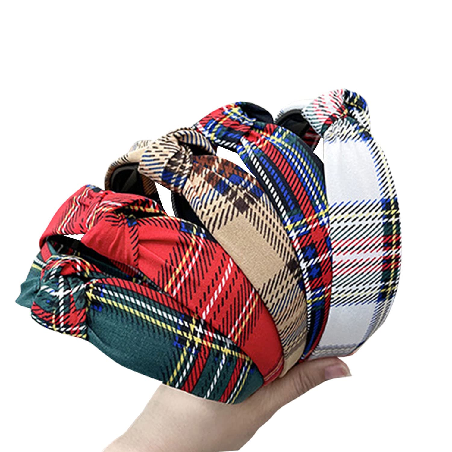 fok Makeup Facial Yoga Purpose Elastic Velvet Strip Headband (Check Multicolor)-picture-6