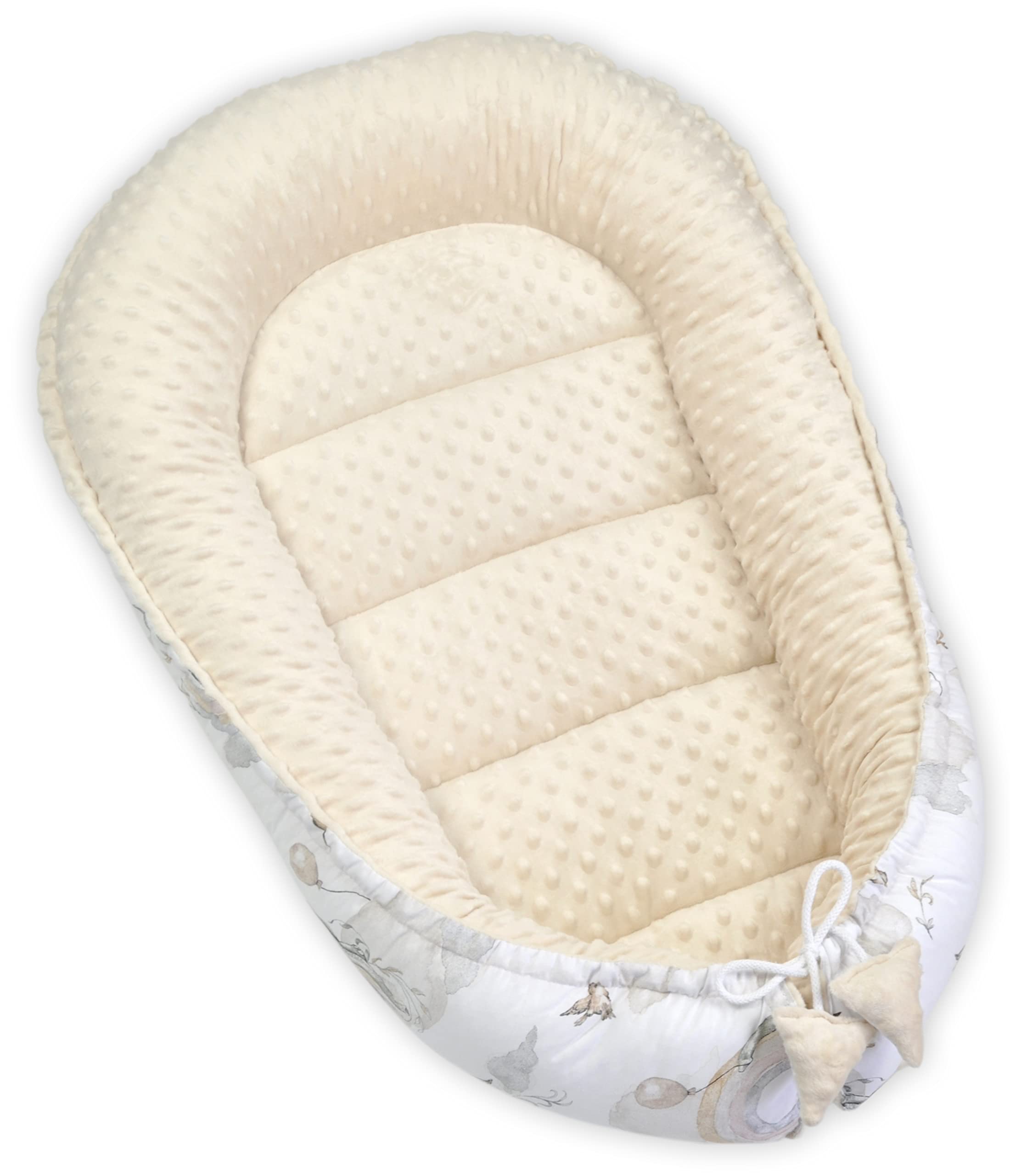 PIMKO Nid pour bébé 2 Faces Minky Nid pour bébé nid Douillet Cocon bébé pour Nourrissons et Nouveau-nés nid de bébé pour la Maison 55 x 90 cm (Sahara)
