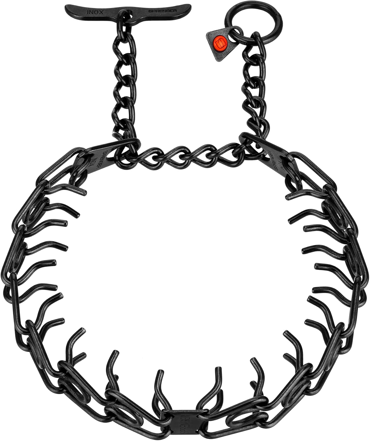 Herm. Sprenger Ultra-Plus Prong Dog Training Collar, Anti Pull Training Pinch Collar, (Stainless Steel Black, 3.0 mm Short Links x 18" Neck Size; 19-20" Chain Length) - Toggle Version