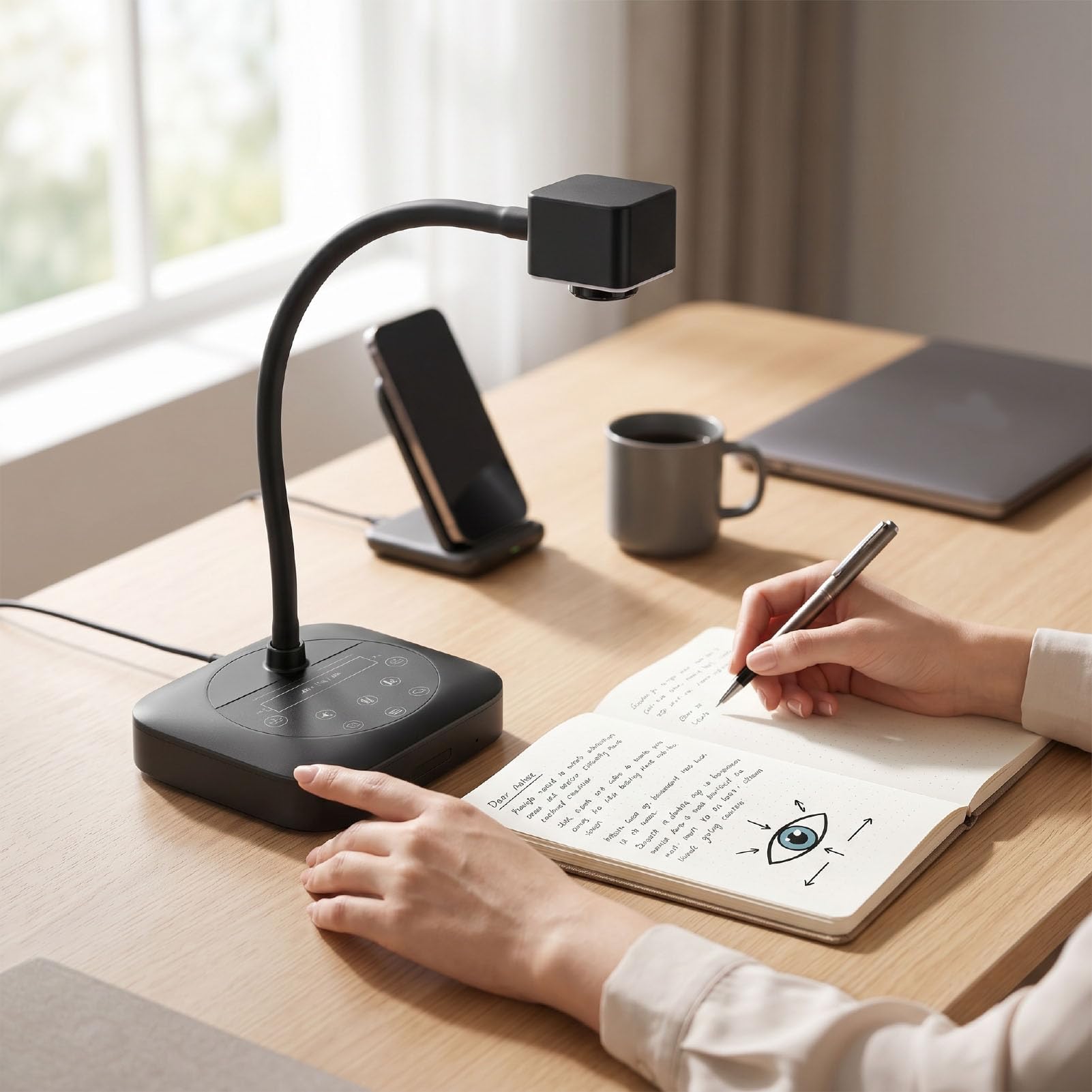 Kamera Dokumentacyjna 4K do Nauczania, Składana Kamera Internetowa USB 8 MP, z Dwoma Mikrofonami z redukcją Szumów, Oświetleniem LED, do Użytku Online, demonstracją