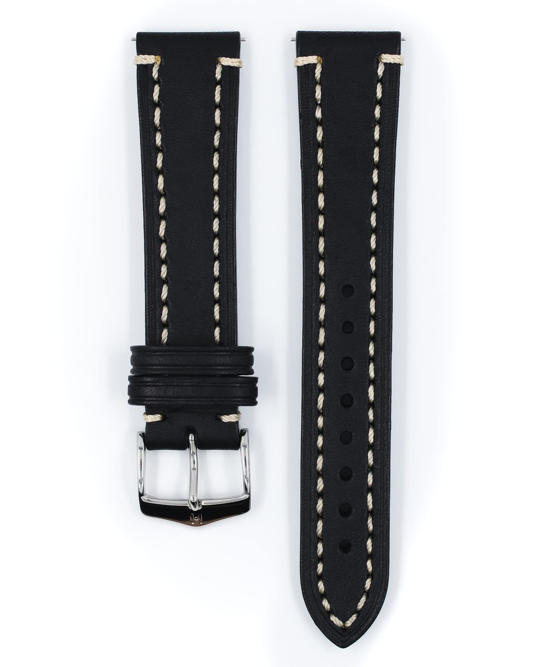 HIRSCH Herren Uhrenarmband Sattelleder Modell Liberty 20 mm Schwarz