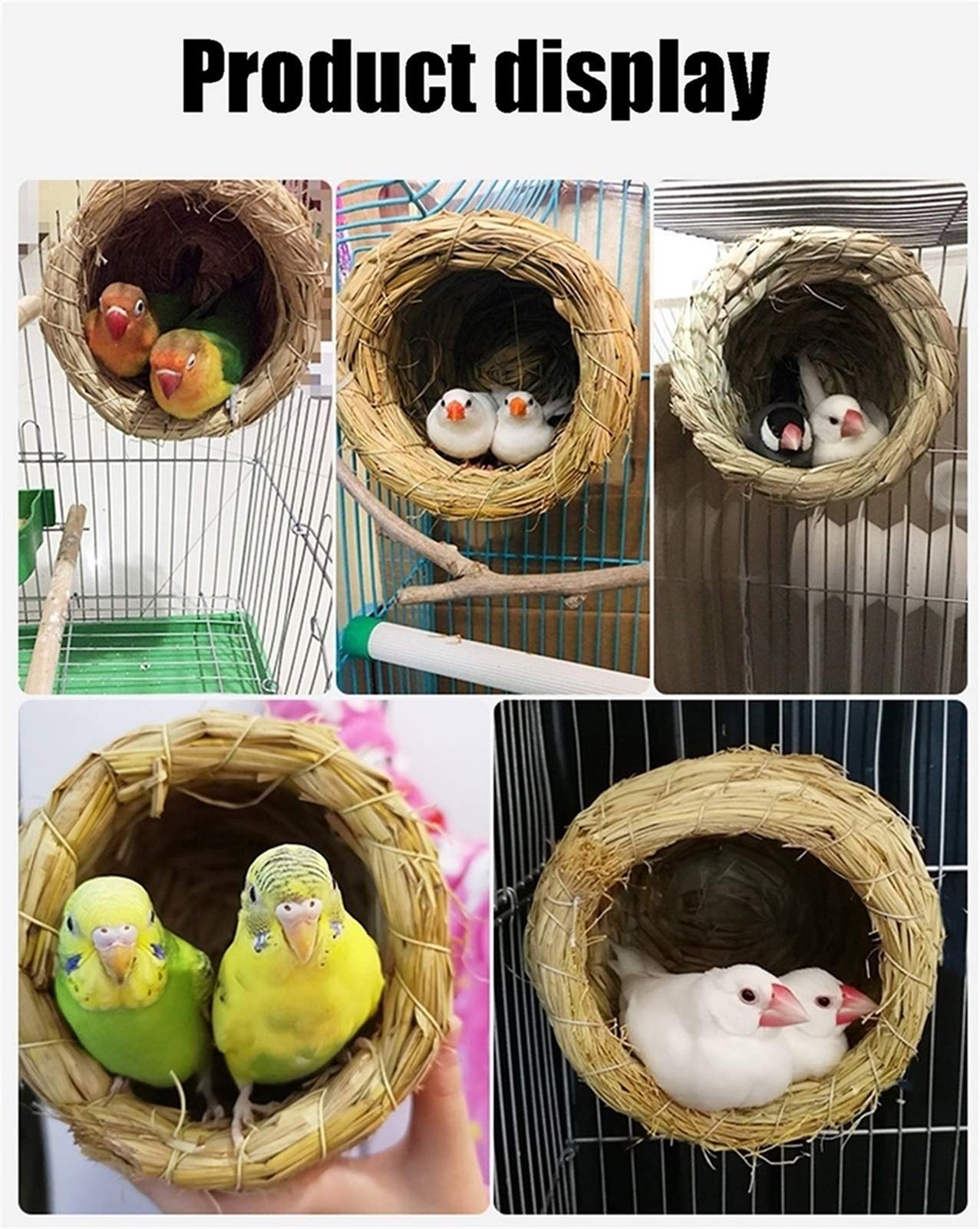 Casa para pájaros Nido de pájaro Canario, Paloma Natural, 100% Fibra Natural, Lugar de Descanso y Zona de cría, pequeño, Grande, Extra Grande, 2 Piezas (tamaño: 4.1 x 4.1 in)
