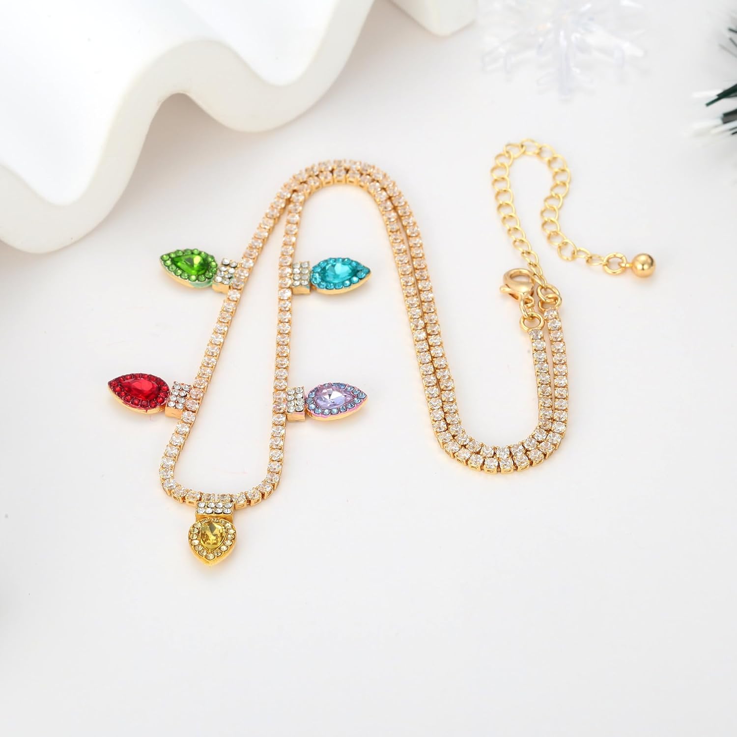 CLASSYZINT Christmas Necklaces For Women Long Christmas Tree And Lights Charm Strand Necklaces… - Image 6