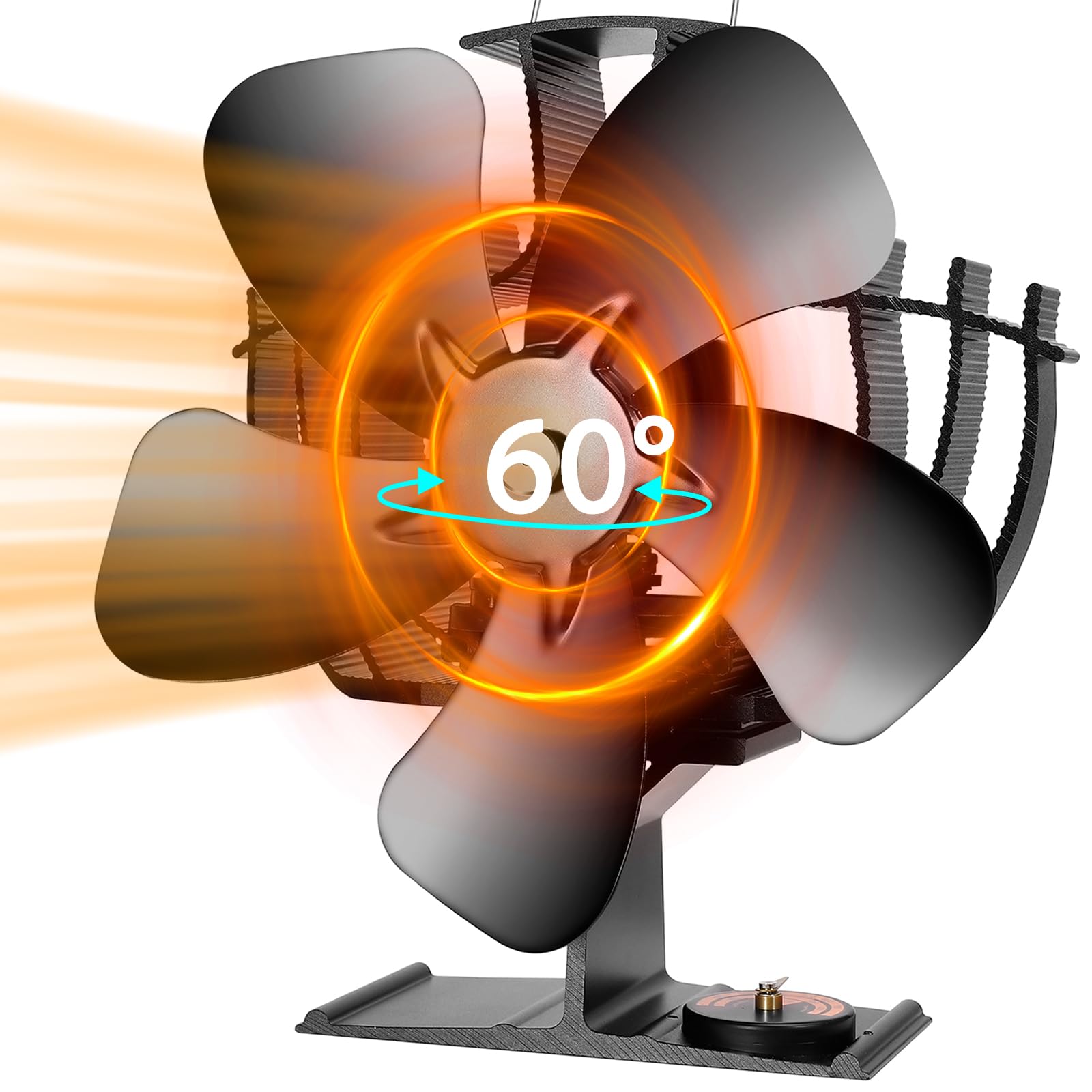 Amazon.com: CWLAKON Wood Stove Fan 60° Oscillating Large Size, 5 Blades Heat  Powered Stove Fan, Silent Eco Stove Top Fans with Thermometer, Non Electric Fireplace  Fan for Gas, Pellet, Wood Burning Stove :