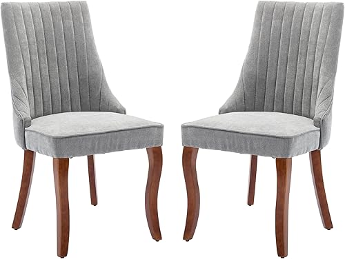 Miniatura 39 de Aoowow Juego de 4 sillas de comedor tapizadas de mezcla de lino, sillas de comedor copetudas con canales para cocina, patas de madera maciza, sillas