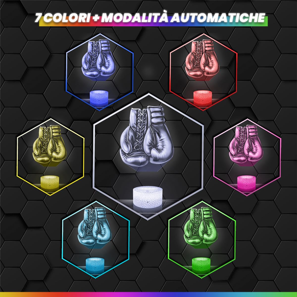 Lampephoto.fr - Lampada 3D di Guanti da Boxe, Decorazione Thai Francese Inglese, Idea Regalo per Uomo, oggetto Guanti da Boxe, Luce Notturna per Adulti, Decorazione per Camera, Idea Regalo, Led TOP