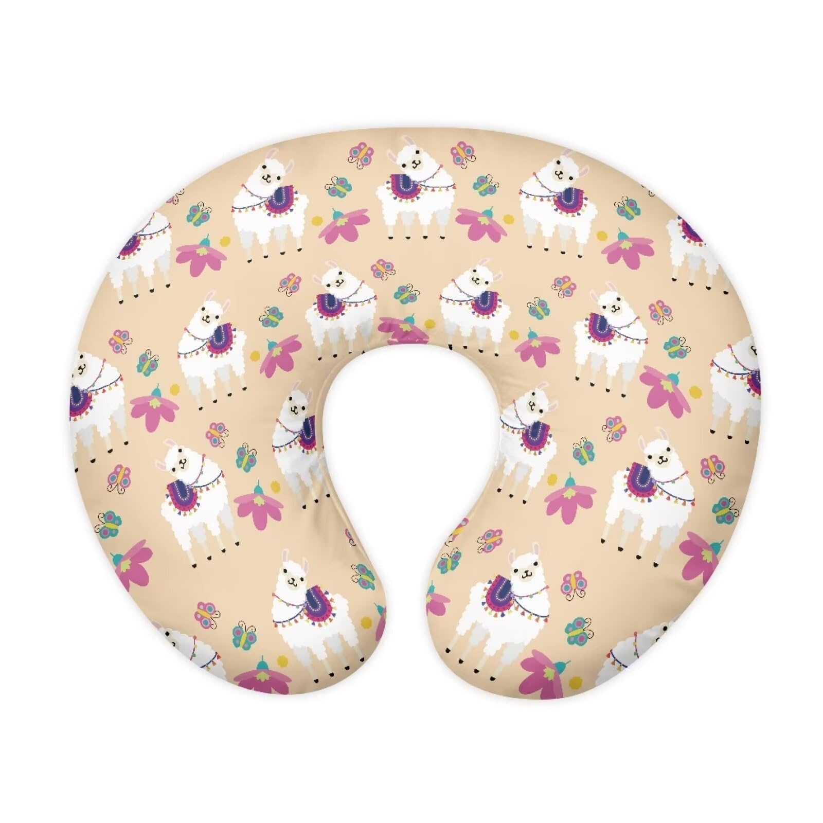 Jndtueit Cute Alpaca Llama Nursing Pillow Cover for Baby Boys Girls,Soft Breastfeeding Pillow Cover Washable Infant Feeding Cushion Cover Easy to Clean