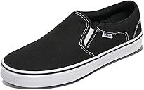 Vans Men's Asher Slip-On Shoe - Casual Sneakers for Walking, Fashion & Work. (Canvas) Black/White. 9