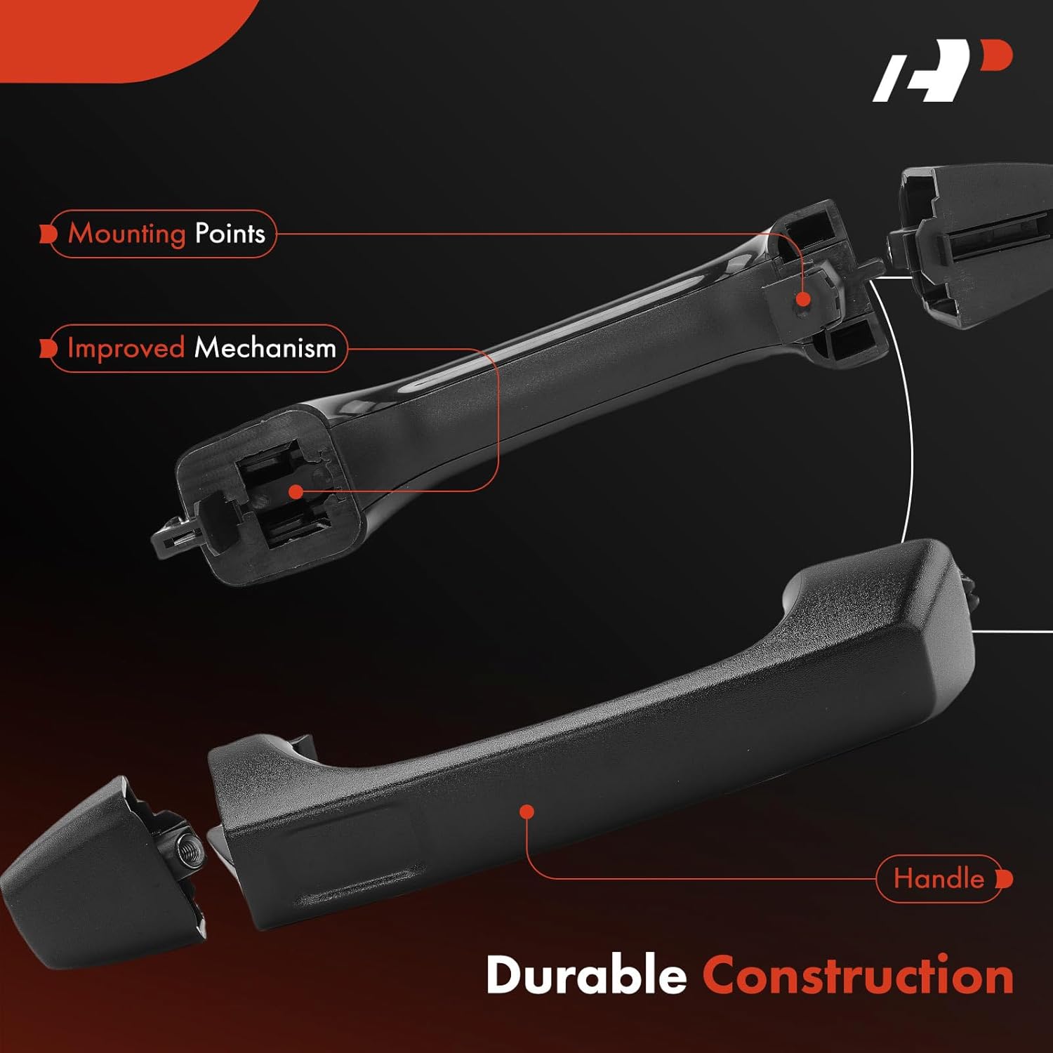 A-Premium Outside Exterior Door Handles Compatible with Hummer H3 2006 2007 2008 2009 2010, Textured Black, 5-PC Set, Front and Rear and Cargo