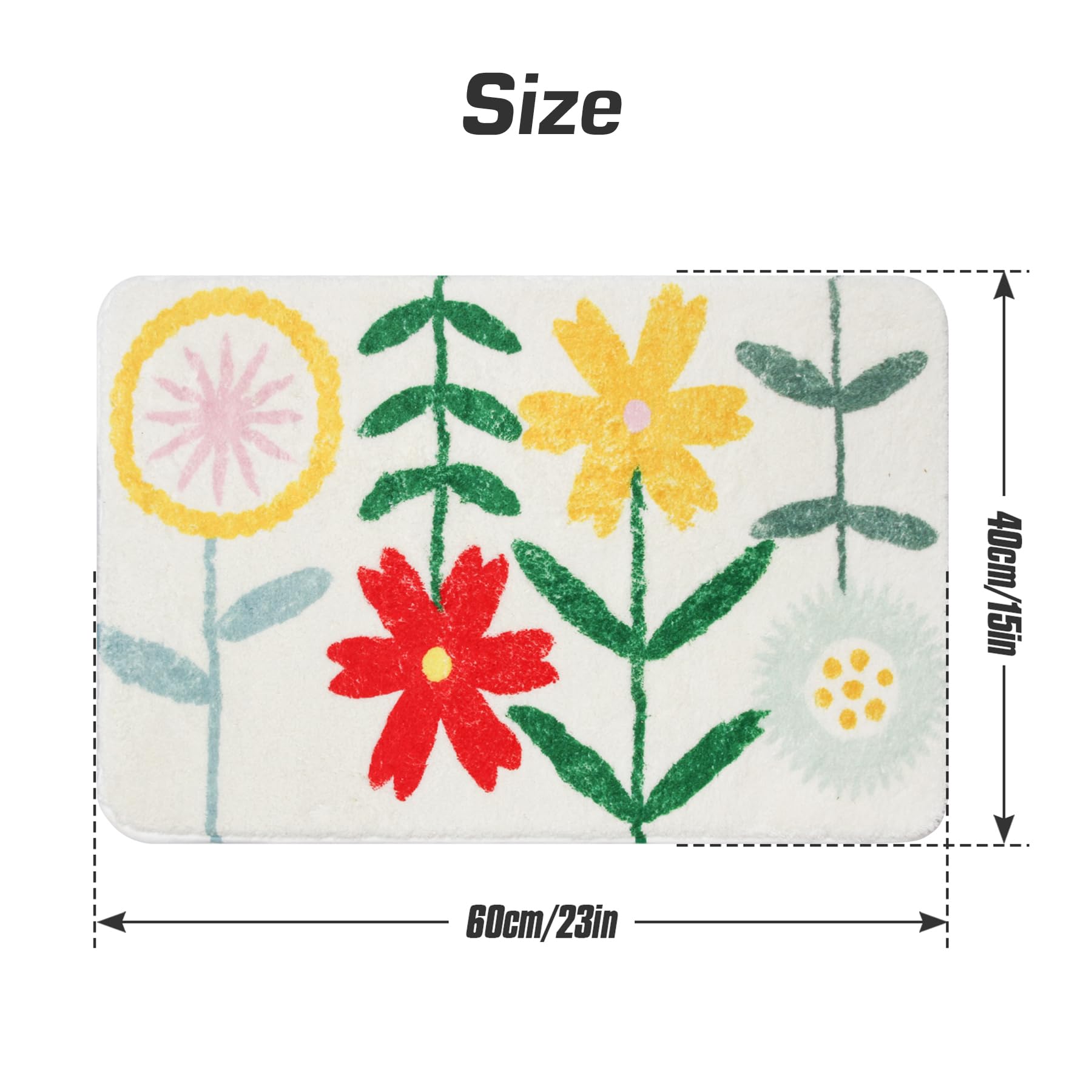 Tapis De Bain Antidérapant Spesh En Microfibre - 40x60 Cm - Super Absorbant Et Lavable Machine - Design Daisy