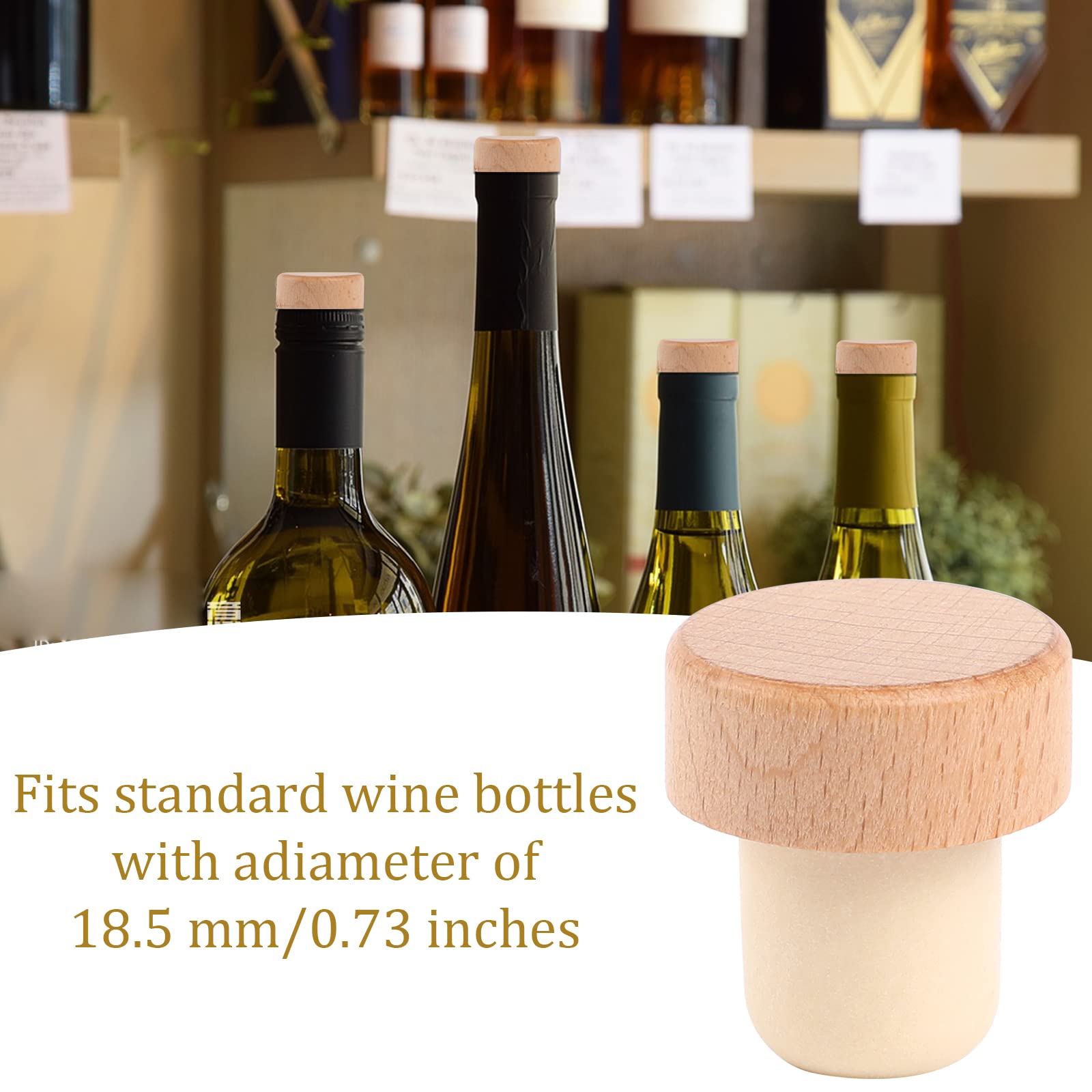 50 Tappi Per Bottiglie Di Vino A Forma Di T: In Legno E Gomma, Riutilizzabili, Per Bottiglie Da 375/500/750 Ml. Mantengono Il Vino Fresco. Tappi Con Manico.