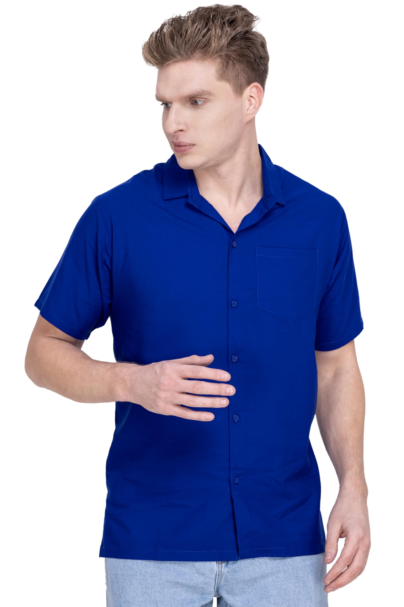 HAPPY BAY Mens Short Sleeve Button Down Solid Shirts Casual Vacation Camp Collared Shirt Tops Summer Beach Shirts for Men