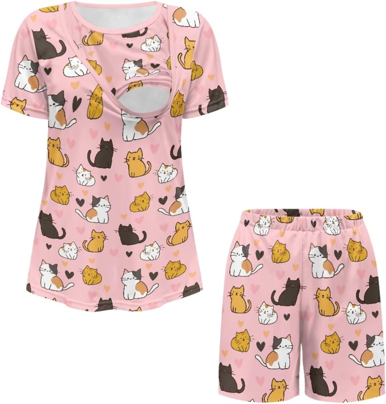 Women's Maternity Nursing Pajama Sets Casual Breastfeeding Sleepwear Soft Postpartum Pajamas for Summer