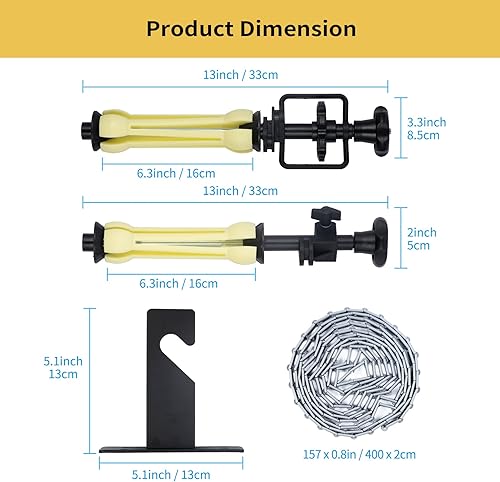 Miniatura 5 de Fotografía 1 rodillo de fondo manual de montaje en pared Sistema de soporte de fondo con 1 cadena, 2 ganchos individuales, 2 varillas de expansión,