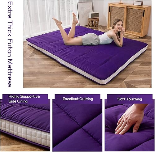 Miniatura 136 de MAXYOYO - Colchón tipo futón japonés, acolchado, para cama, extra grueso, plegable, transpirable, tumbona para el suelo, cama de invitados para Gris