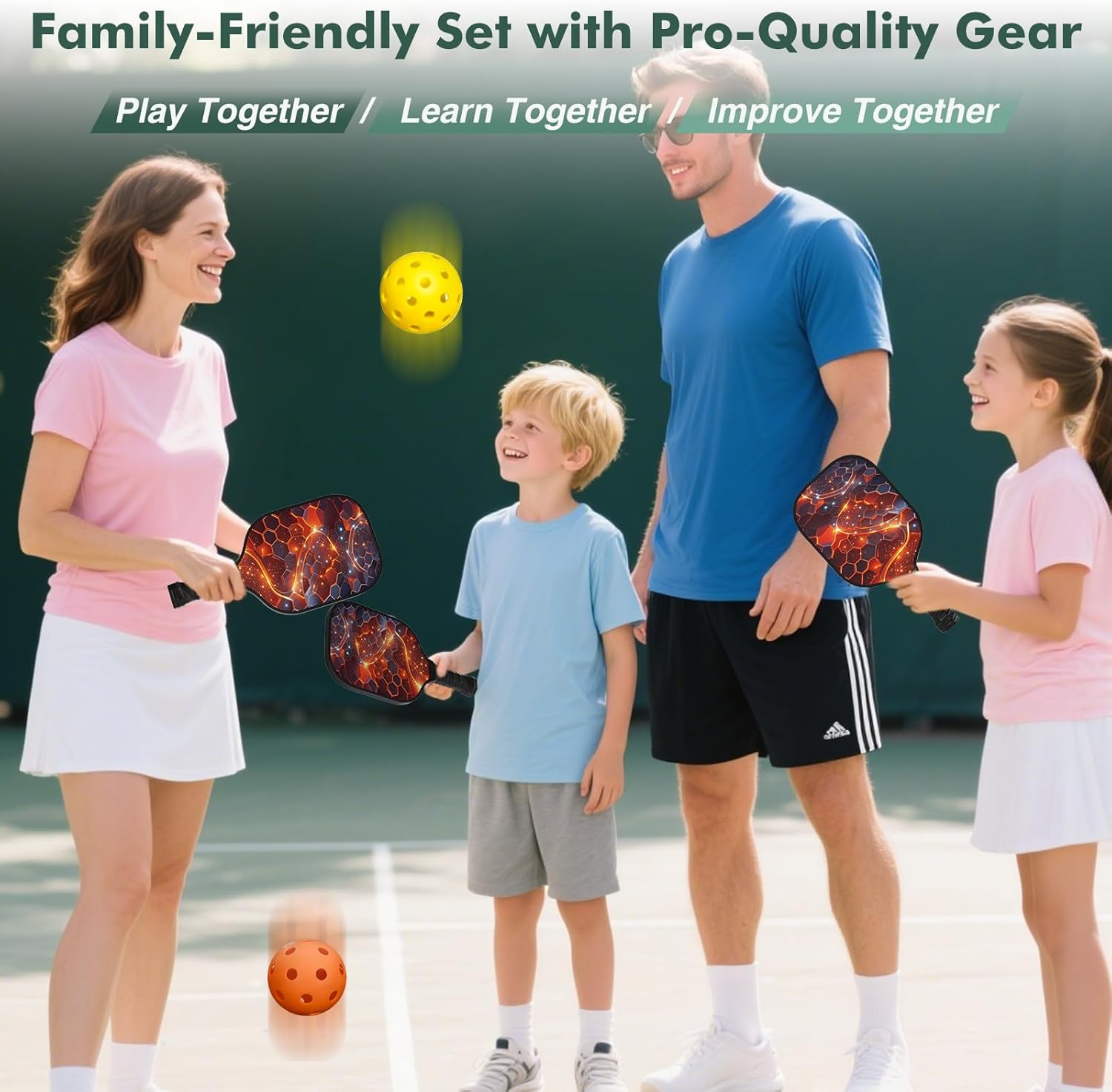 Pickleball Paddles Set of 4 – Lightweight Premium Fiberglass Pickleball Rackets with Balls, Bag & Accessories – Paddle Pickleball Set for Adults