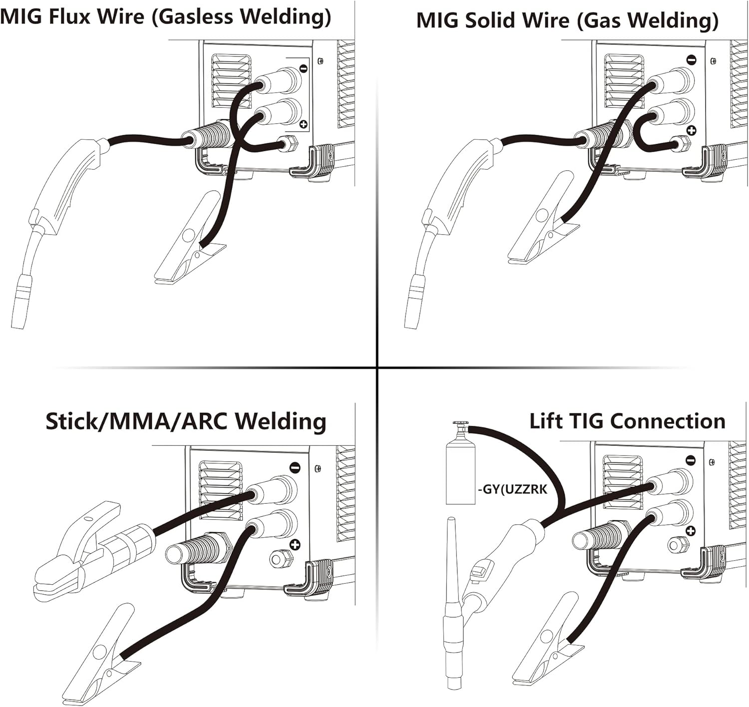 Welding connection diagrams for hynade MTG165D