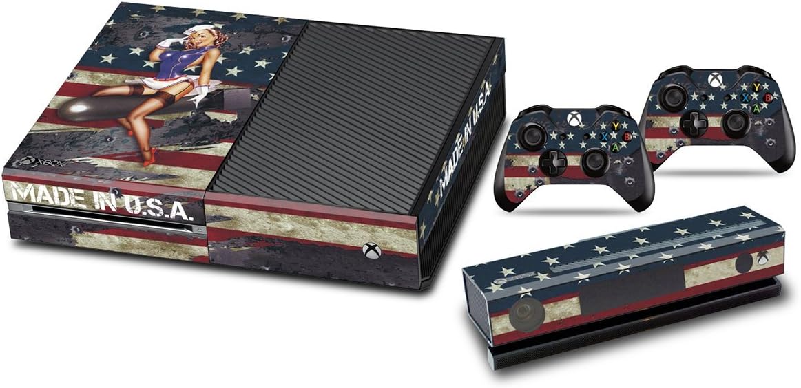 Designer Skin Sticker for the Xbox One Console With Two Wireless Controller Decals- Battle Torn Stripes