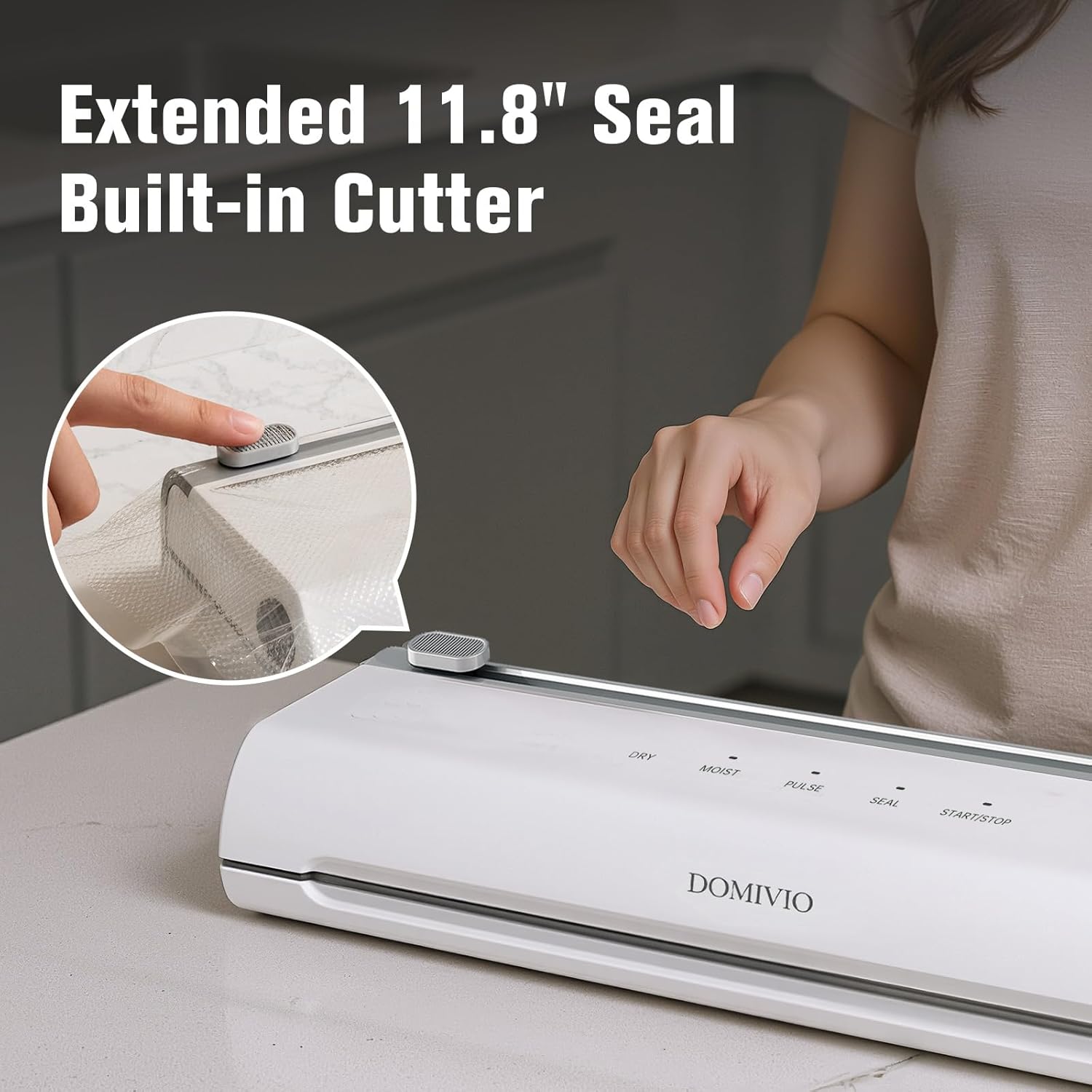 Vacuum Sealer Machine for Food, 5-in-1 Food Saver with Built-In Cutter & 20 BPA-Free Bags – Dry & Moist Modes, Compact Easy-to-Use Vacuum Sealer for Meal Prep, Freezer Storage & Long-Lasting Freshness - Image 2